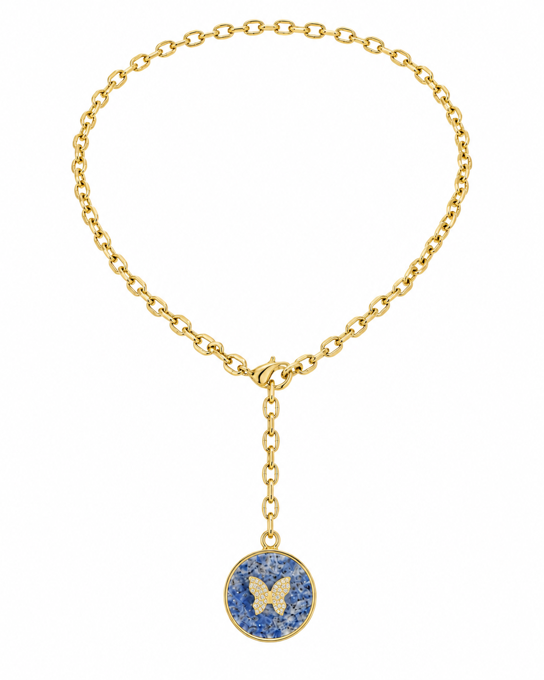 Blue Stone Butterfly Y Necklace